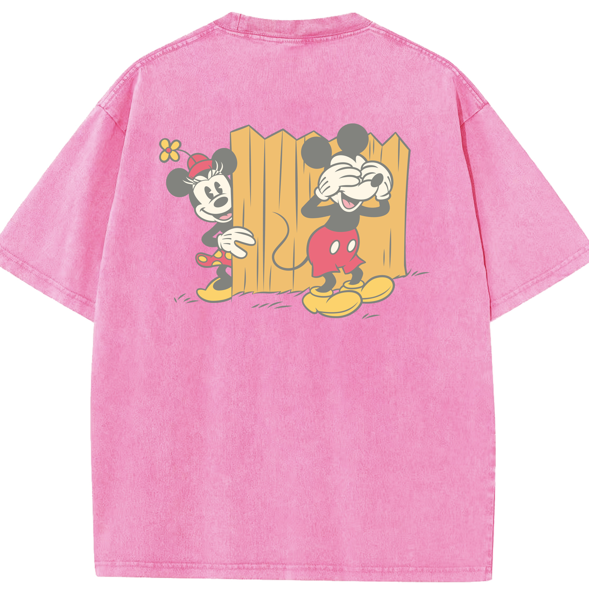 （画像用） ミッキーマウス Mickey Mouse 綿100% ヴィンテージ風 半袖Tシャツ（背面プリント）